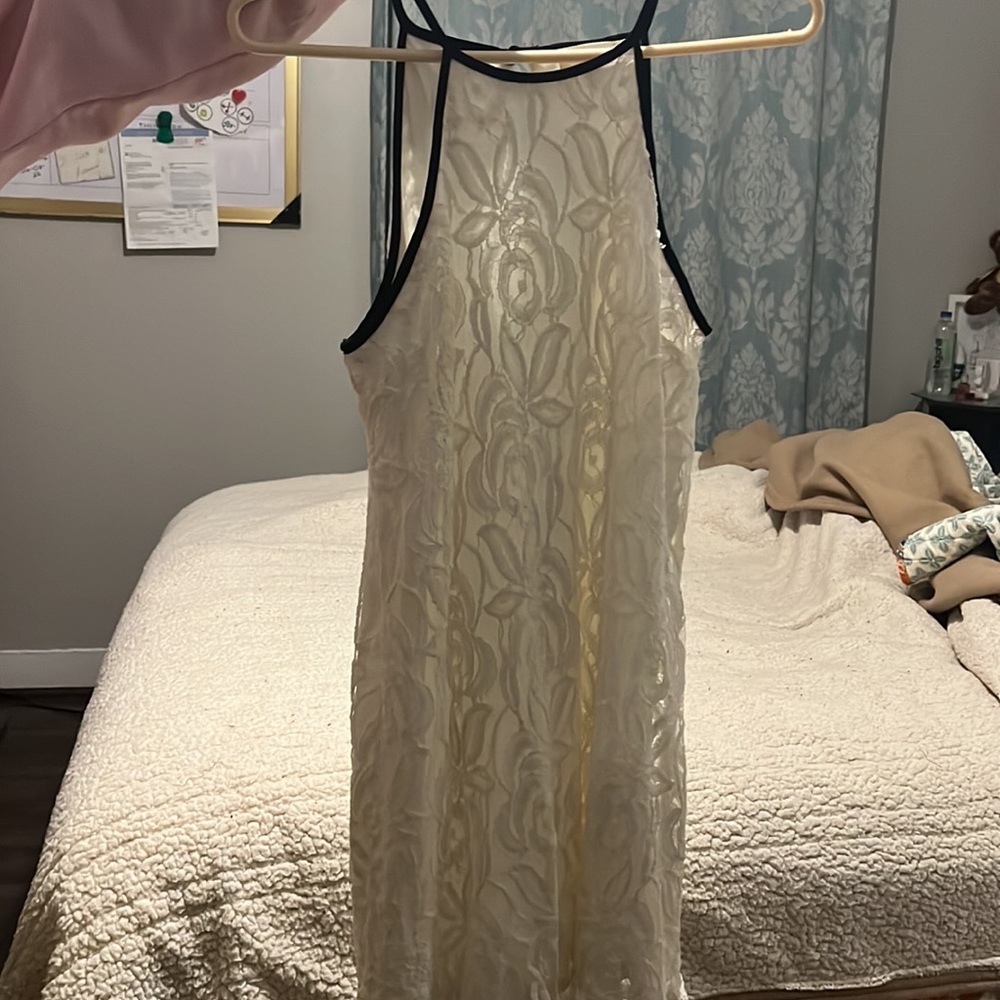 Floral lace tuxedo dress